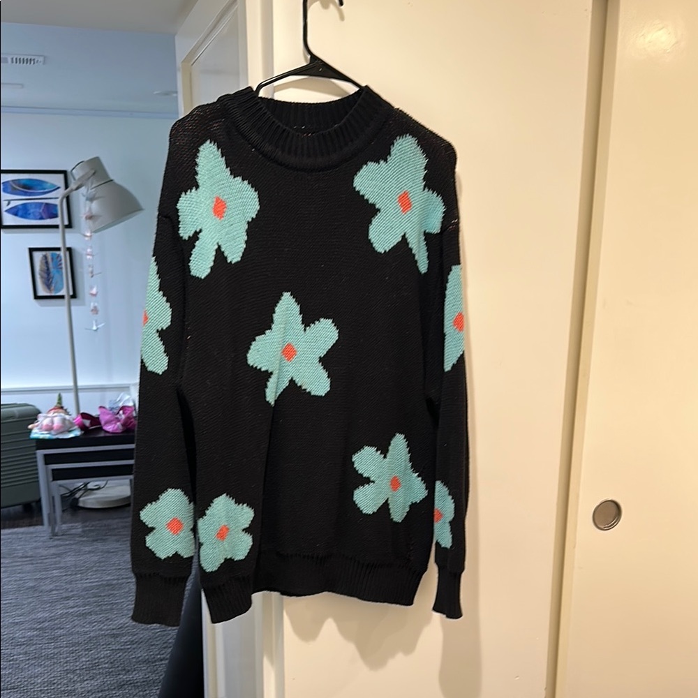 Floral Black Sweater